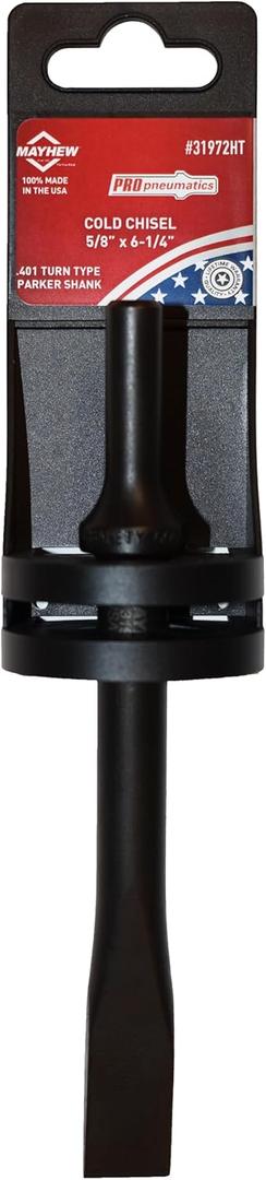 Mayhew Tools 31972HT Pneumatic Cold Chisel, 5/8" x 6" Hang Tag, Black Oxide Finish
