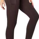 Heathyoga Leggings with Pockets for Women Tummy Control High Waisted Yoga Pants Women Compression Workout Leggings (Medium, Espresso)