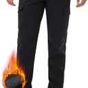 Pioneer Camp Men's Snow Ski Pants Waterproof Fleece Lined Outdoor Softshell Insulated Cargo Hiking Winter Pants Snowboard Size L, Black