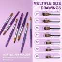 Acrylic Nail Brush Size 20, 100% Pure Kolinsky Nail Brush for Acrylic Application, Professional Nail Extension Manicure Tool Nail Drawing Pen for DIY Home Salon(Purple)