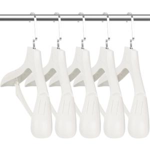 DEDU Suit Hangers for Men 15 Pack Width 17.7", Ivory White Coat Hangers no Shoulder Bump Non Slip for Thick Sweaters, Plastic Extra Wide Shoulder with Pants Bar & Metal Hook