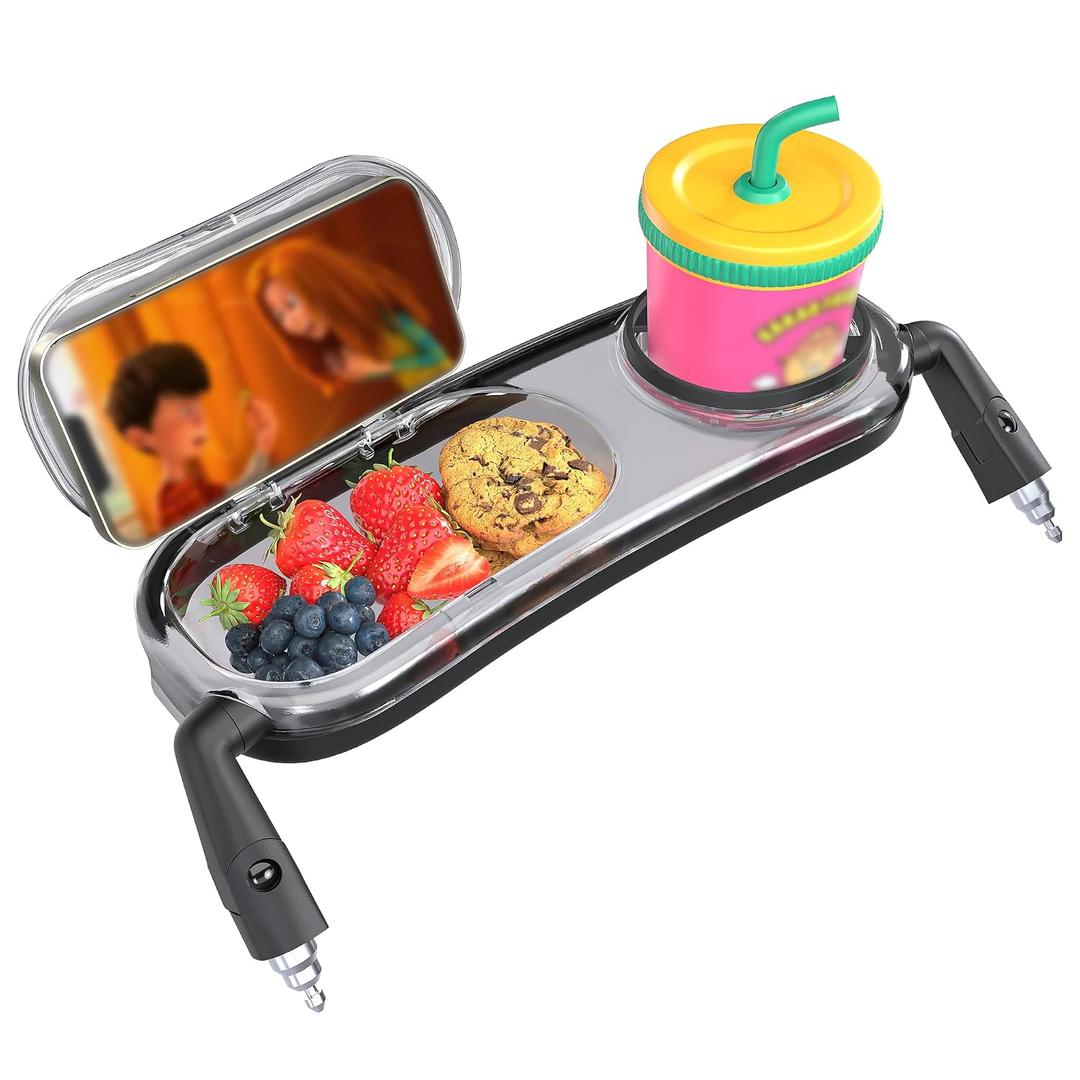 Snack Tray Compatible with UPPAbaby Vista V3/Vista V2/Vista/Cruz V3/Cruz V2/Cruz/RumbleSeat (V2,V2+,V3) Stroller Tray with Lid, Quick Attachment, Folds with Stroller, Dishwasher Safe, Patent Pending