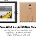 Tiblue 12x12 Picture Frames Black Made of Solid Wood Display Pictures 10x10 or 8x8 with Mat or 12x12 without Mat – Each 12x12 Inch Square Photo Frames with 2 Mats for Wall or Tabletop Mount, Set of 2