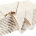 Hausattire Cloth Dinner Napkin Flax Fall Hemstitched Mitered Corner 20x20 Inch Natural Easter Basket Decor Soft Durable Table Linen Napkins Ideal, Cocktail Parties