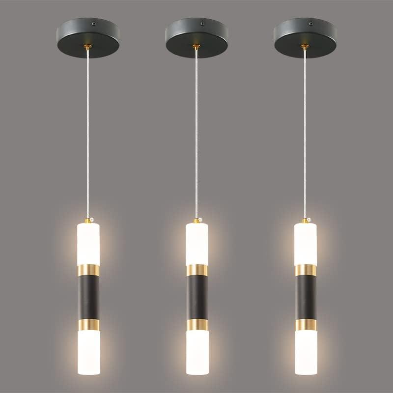 Modern Kitchen Island Light Fixture Dimmable LED Black Mini Pendant Light Bedroom Bedside Table Black Gold Small Pendant Lighting (3-Pack)