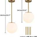 DALIVOL Modern Globe Pendant Light Mid Century Opal Glass Hanging Light Fixture Gold Finish, 2-Light Glass Pendant Lighting for Kitchen Island Dining Room Bedroom Hallway and Bathroom