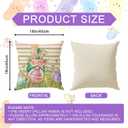 Happy Easter Gnomes Bunny Ears Eggs Easter Pillow Covers Throw Pillow Cases Set of 4 Decorations for Farmhouse Home Sofa Couch Cushion Cover Party Holiday Decor 18x18 Inch