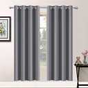 Yakamok Blackout Curtains 63 inch Length for Living Room, Light Blocking Grey Thermal Insulated Drapes with Grommets Top Window Treament Curtain for Bedroom(Gray, 52W x 63L, One Pair)