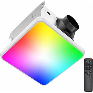 Fitop Bathroom Exhaust Fan with Light, Fits 9.45 Inch Opening | 120 CFM,Quiet 1.2 Sones, Remote Control, 7 RGB Mood Lighting, 1300LM LED, 3CCT & Night Light, No Attic Access Install, ETL