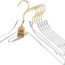 Besser 15 Pack Acrylic Hangers with Gold,Acrylic Clear Hanger,Premium Crystal Dress Hangers Swivel Gold Hook Luxurious Shiny Clothes Hangers(Clear-Style A)