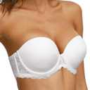 Strapless Clear Back Strap Convertible Bra with Lace Padded Underwired Plus Size Brassiere 34D