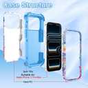 LONTECT for iPhone 17 Pro Max Case 3 in 1 Shockproof Heavy Duty Rugged Hard PC+Soft Silicone Full Body Protective Cover Girls Women Case for Apple iPhone 17 Pro Max 2025 Glow in The Dark Light Blue