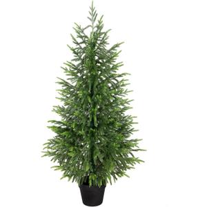 4ft Artificial Norfolk Pine Christmas Tree for Outdoor, 48in Real Touch Faux Norfolk Pine Christmas Tree with Black Pot for Indoor Outdoor Front Porch Home Xmas Decor