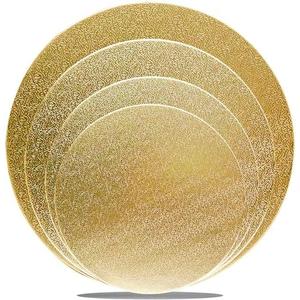 4 Pack Gold Cake Boards Round Cake Circles 6, 8, 10, 12 Inch Cake Base Cardboard, 1 of Each Size Set for Baking Cake, Wedding Birthday Cake, Dessert, Cake, Pizza Decorating and Exhibition