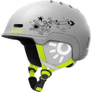 OutdoorMaster Kids Snowboarding Helmet for Boys & Girls - Durable PC Shell, EPS Foam & 12 Cooling Vents, Adjustable Dial Fit (48-52cm X-Small, Matte Grey)