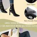 Mofirdast Women's Mid Calf Boots Comfy Square Closed Toe Stiletto High Heel Boot Zipper Short Ankle Booties (8, Black)