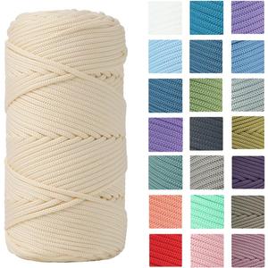 Polyester Cord 4mm 160 Yards Braided Macrame Cord, Elastic Yarn for Crocheting, Polyester Rope for DIY Hand Craft Bag Basket Cushion Home Decorations Projects (Beige) Polyester Cord 4mm 160 Yards Braided Macrame Cord, Elastic Yarn for Crocheting, Polyester Rope for DIY Hand Craft Bag Basket Cushion Home Decorations Projects (Beige)