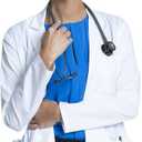 Cherokee Lab Coat Women 28" & 30" Medical Scrub Consultation White Lab Coat Long Sleeve with 3 Pockets Easy Care - CK451 (Small Tall)