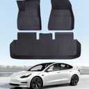 Floor Mats Fits for Tesla Model 3 2023-2018 - All Weather TPE Custom Fit Car Mats Floor Liners, Custom Fit, 3-Piece