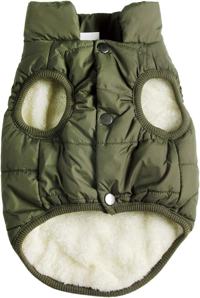 2 Layers Fleece Lined Warm Dog Jacket for Puppy Winter Cold Weather,Soft Windproof Small Dog Coat,Green XS