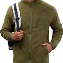 Men's Full Zip Jacket Pocket Thermal Long Sleeve Athletic Activewear Fleeced Lined Basic Soild Shirts Plush Sherpa Heavyweight Classic Sweatshirt Olive XL (Green, XL)