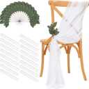 YOUMEHOME White Chair Sashes Wedding Aisle: 16 Packs Sheer Fabric Chair Cover Decorations for Church Pew Party Outdoor Ceremony Event Chair Draping Decor