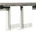 MyGift Bathroom Towel Rack, Hand Towel Holder Wall Mounted, Industrial Fixtures Hanging Towel Bar, Farmhouse Bathroom Decor, Rustic Torched Solid Wood with Realistic Metal Pipe