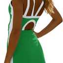 Fisoew Womens Tennis Mini Dress with Built-in Shorts & Bra Open Back Sleeveless Golf Gym Workout Tank Dresses, Large Green