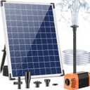 Antfraer 25W Solar Water Pump, Solar Fountain Pump with Water Flow Adjustable, Submersible Solar Water Fountain Kit with PVC Tubing & 17Ft Long Cord for Fish Pond Waterfall Garden Hydroponics Pool