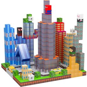 150PCS Magnetic Blocks Building Toys Set, Spider Toys Magnetic Building Blocks for Boys Girls Ages 3+, 1 Inch Magnet Cubes STEM Sensory Construction Toy City Themes