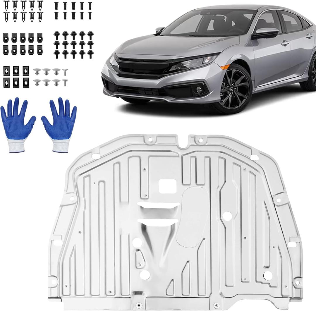 Engine Splash Shield Guard with Gloves Fit for Honda Civic 2021 2020 2019 2018 2017 2016 - Under Car Splash Shield Protect Engine - Replace #74110-TBA-A00 Car Accessories Automotive