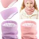 JenPen 4 Pcs Double-layer Ear Warmers Winter Neck Warmer Set for kids Headband-Knit Fuzzy Lined Winter Ear Muffs Neck Gaiter Set