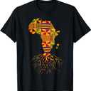Cool Africa Map Shirt Traditional Kente Cloth African Roots T-Shirt (Black, XL)