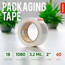 Clear Packing Tape 12 Rolls - Heavy Duty Packaging Tape 3.2mil Thick, 2.0 in. Wide x 60 Yards - Strong Adhesive, Silent, Reliable Package Tape for Home Office Shipping Moving Sealing