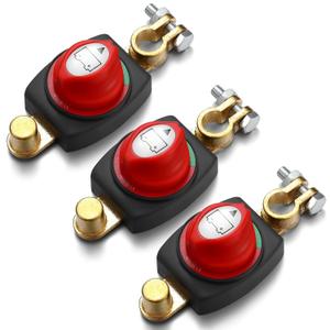 Relaxweex 3 Pcs Battery Disconnect Switch Top Post On/Off 12-48v Battery Cut Off Switch Master Heavy-Duty for RV Car Boat (On-off-275a-top Post)