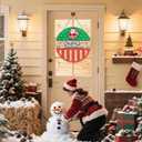 4 x Christmas Door Hanging Sign Decorations, 3D Wooden Merry Christmas Wall Hanger Decor Snowflakes Santa Claus Wreath Front Door Signs for Porch Wall Indoor Outdoor Decor