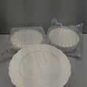 U-QE 100 Pieces Ivory Plastic Plates for Party - Ivory Disposable Plastic Plates - Heavy Duty Disposable Platos Including 50 Dinner 10 '' & 50 Dessert 7.5 '' for Weddings