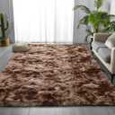Deerhoo Large Shag Area Rugs 6 x 9, Tie-Dyed Plush Fuzzy Rugs for Living Room, Ultra Soft Fluffy Furry Rug for Bedroom, Indoor Carpet Nursery Rugs for Kids Room Home Decor, Coffee