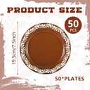 Yungyan 50 Pcs Plastic Plates Party DecorationDinnerware Plastic Plates Cinco De Mayo Birthday Party Decoration(7inch,Brown,100)