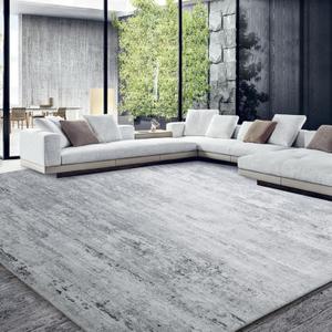 HOMBYS Modern Area Rug for Living Room Bedroom 5x8, Boho Floor Carpet with Non-Slip Backing for Indoor Office Dining Room, Abstract Home Deco Non-Shedding, Grey, Machine Washable
