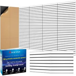 BSHEAD 6 Pack 2-Layer Fold Soundproof Wall Panels, 24 x 12 x 0.43 in Large Sound Proof Foam Panels for Walls, 0.9lb/ft High Density, 3D Acoustic Panels,Artistic Noise Dampening Panels White&Black