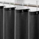 QiyI 3 in 1 Waffle Shower Curtain Set with Liner, Black, 72 x 84