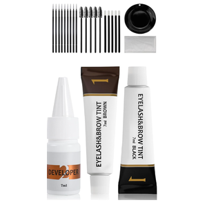 Eyelash & Eyebrow Color Kit,2 in 1 Professional Lash & Brow Color Kit Lash Color Kit with Brush Long Last Effect Up to 6 weeks,Natural,Safe & Easy Natural Brows Color DIY at Home (Black and Brown)