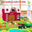 Farm Animal Toys for 1 2 3 Year Old Toddlers, Big Red Barn with Farm Mat & Animals & Tractor Toy for Boys Girls, Montessori Learning Interactive Barn Set for Kids 1-3, Ideal Christmas Birthday Gifts