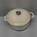 Mueller Cast Iron Dutch Oven Pot with Lid, 6 Quart Enameled, Dual Handles, Stainless Steel Knob, Stew & Induction Pot - For Braising, Roasting, Baking, Cast Iron Bread Pan with Lid, White