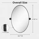 Pivot Oval Mirror 19.7x27.55 Inch Black Metal Tilting Wall Mirrors for Bathroom Vanity Living Room | Adjustable Frame & Shatter-Resistant Glass