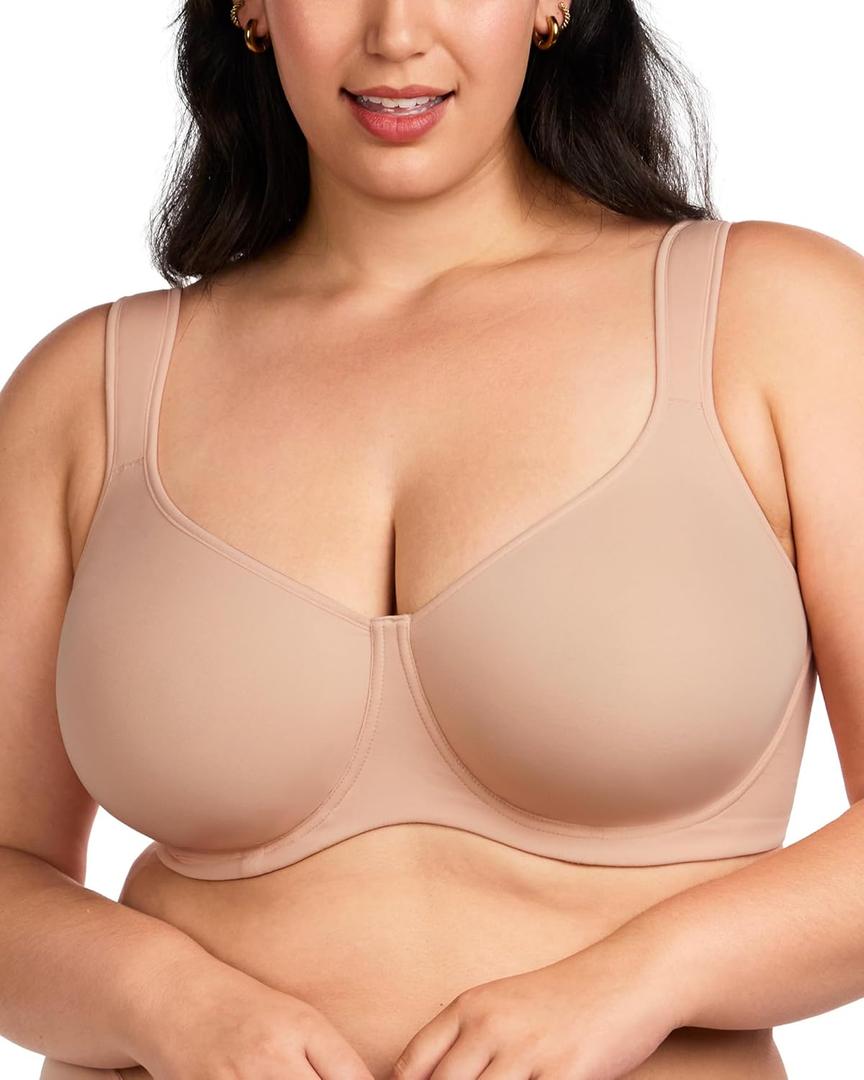 HSIA Bras for Women Minimizer Full Coverage, Plus Size T Shirt Unlined Underwire Smooth Bra, Seamless Cups Joan Ultimate Soft (40DDD)