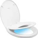Round Toilet Seat with Slow Close Seat, Easy Clean, Plastic, White, Suitable Standard Round Toilet