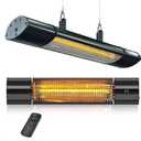 Hanging Patio Heater, Outdoor Electric Heater, Wall Mounted & Ceiling Infrared Garage Heater for Outdoor/Indoor Use, 1500W, Remote Control, Black