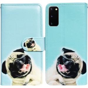 Case for Galaxy S20 - Pug Leather Flip Case with Card Slot and Kickstand (Funny Pug Dog)